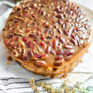 Pumpkin Cheesecake with Pecan Caramel