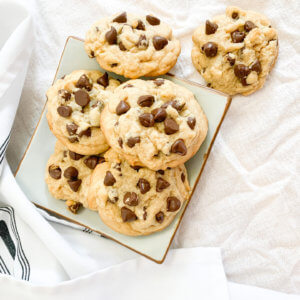 plate of chocolate chip cookies