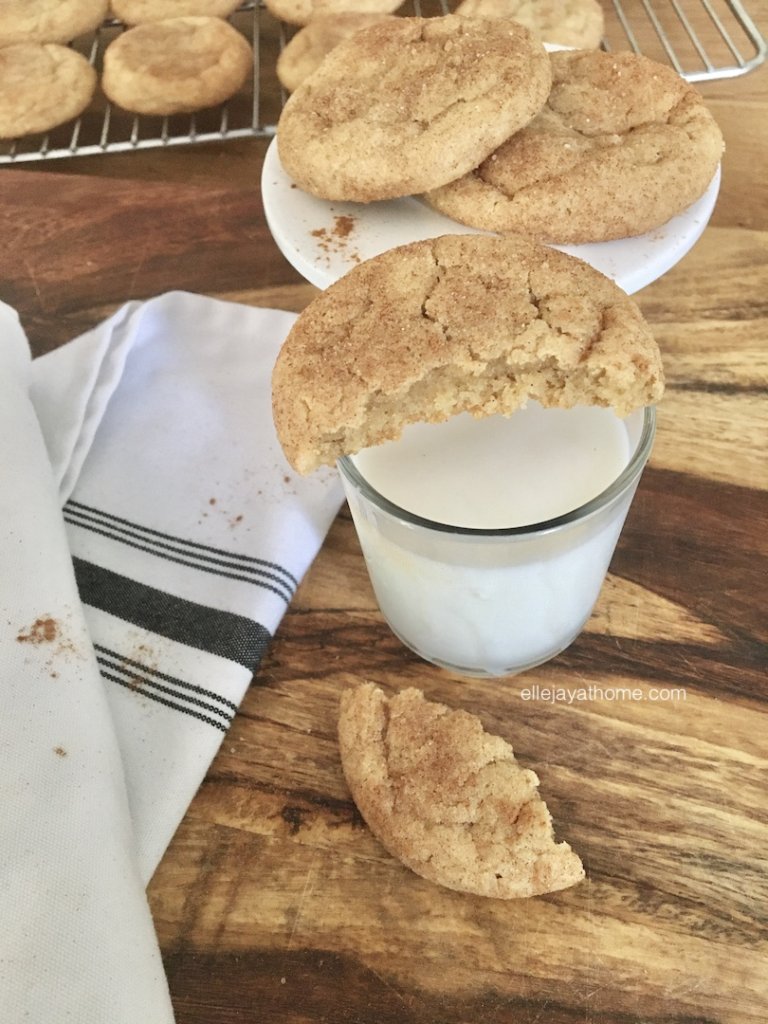 Cinnamon Sprinkled Snickerdoodles with a glass of milk