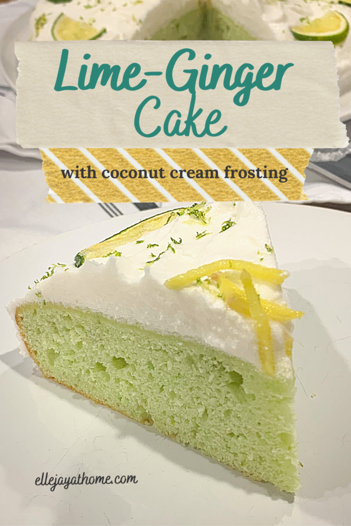 Pin Me: Lime Ginger Cake with Coconut Cream Frosting by Elle Jay at Home