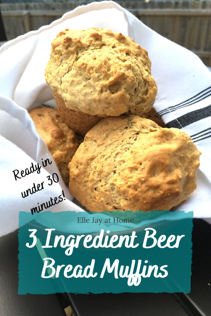 Pin me! 3 ingredient beer bread muffins that are ready in under 30 minutes!