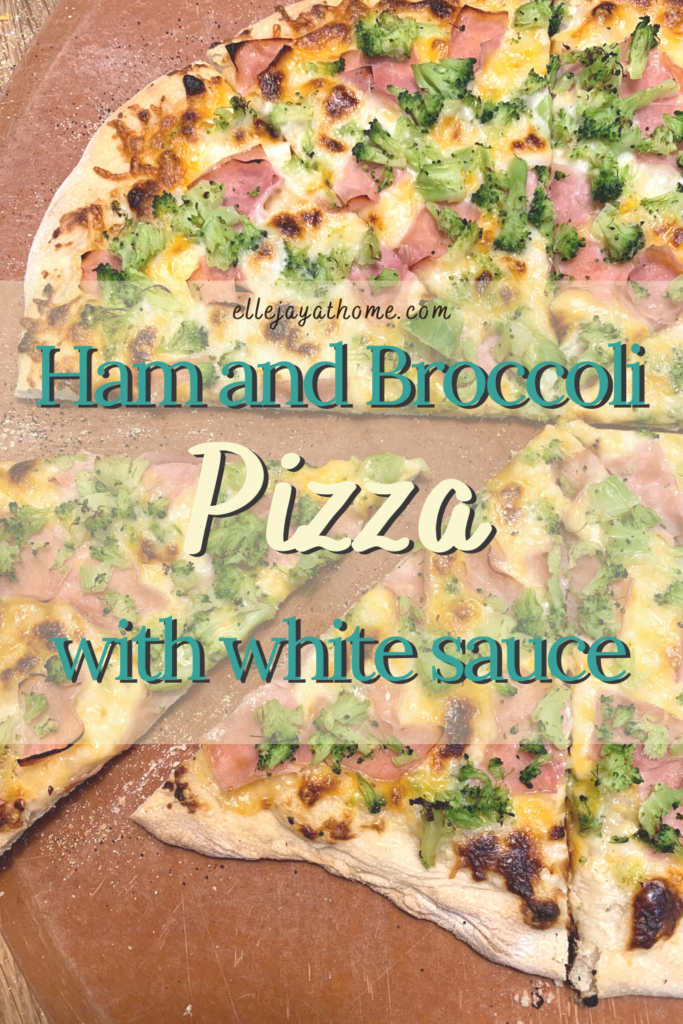 Ham and Broccoli Pizza complete with white sauce!