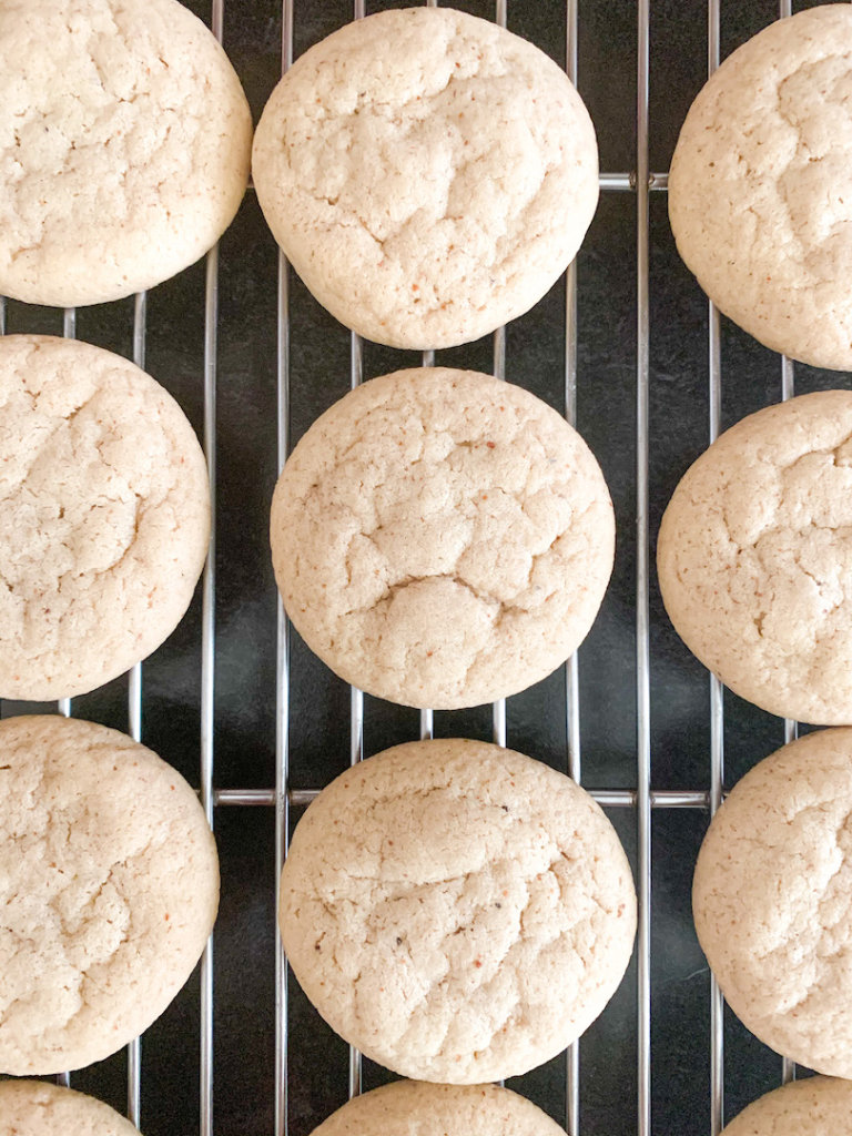 Gorgeous almond butter cookies before their chocolate dip