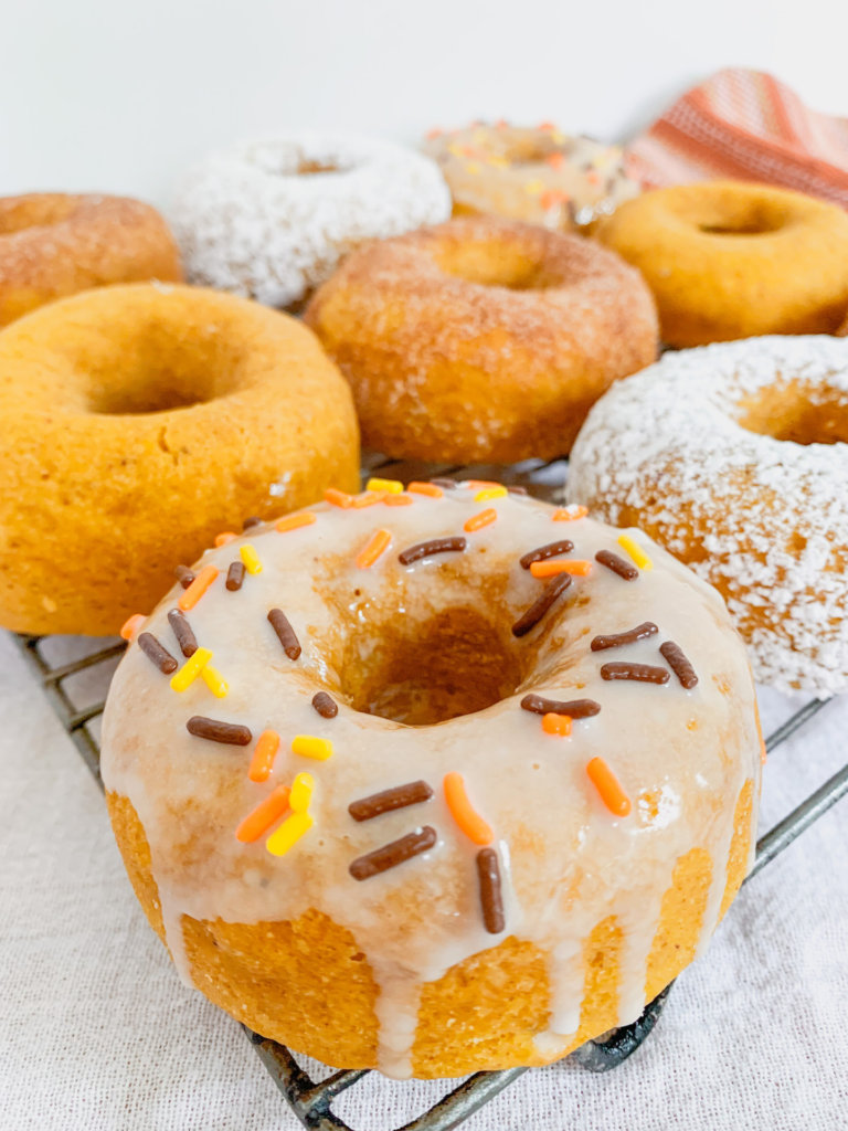 spice donut with icing and sprinkles