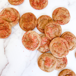 red hot snickerdoodles on a white counter