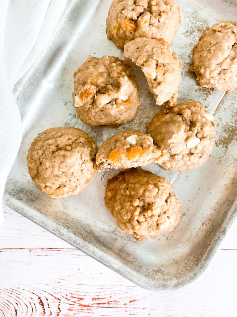beer trub cookies with apricots, white chocolate, and pecans