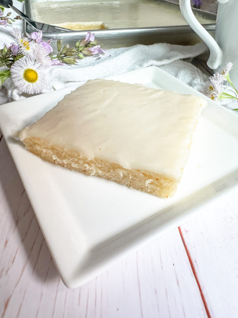 Brown Butter Vanilla Texas Sheet Cake slice