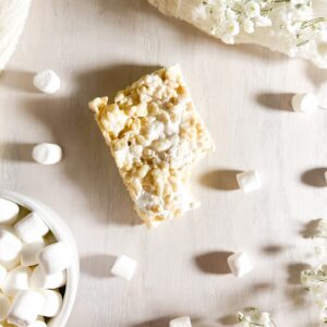 brown butter rice krispie treat with a bite taken out of it